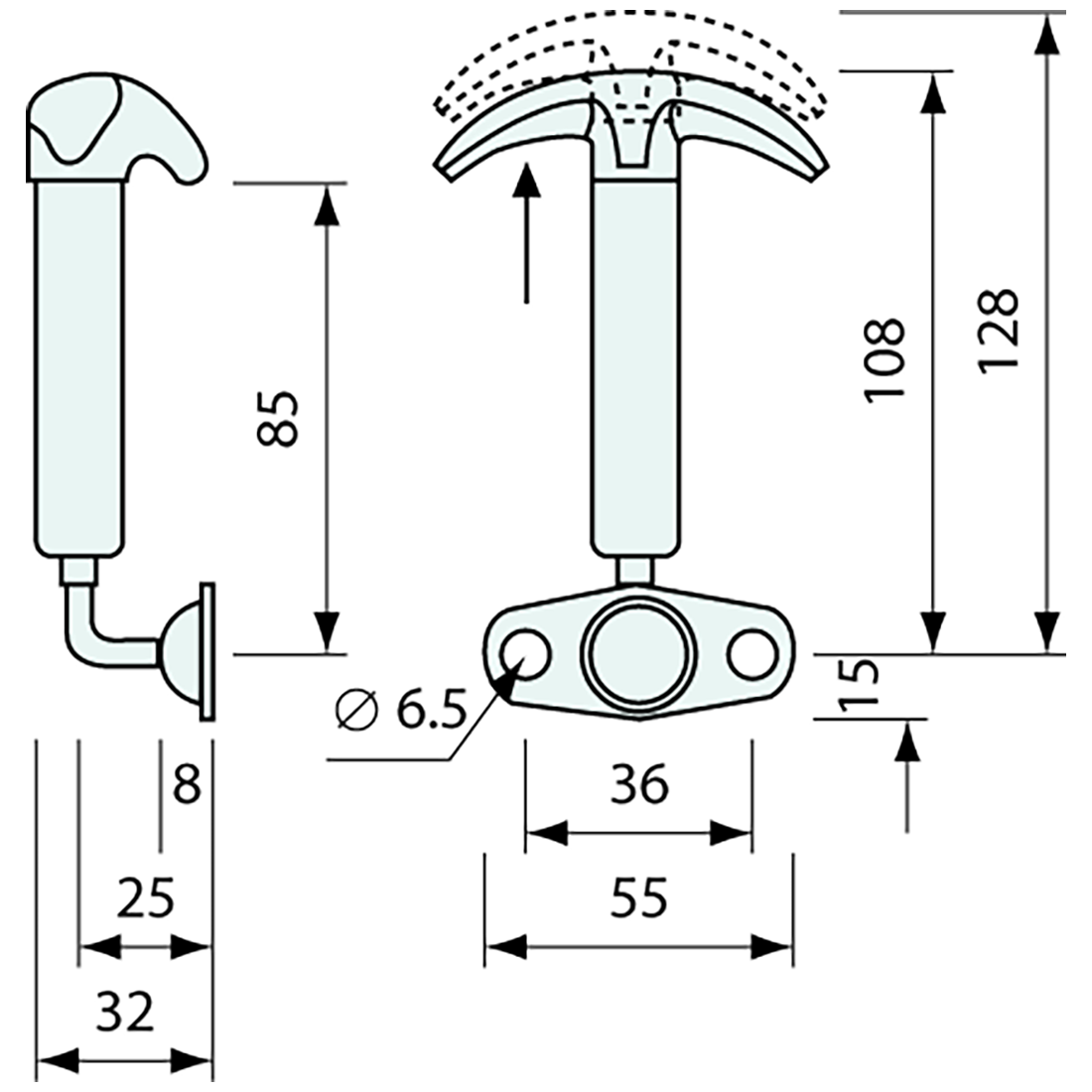 Hold Down Latch Black Enamel 119mm